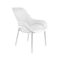 cmp paris blanc fauteuil malibu-l 77,5 x p 59 x h 82 cm, polypropylène, taille unique