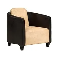 vidaxl fauteuil de salon fauteuil de chambre à coucher fauteuil de bureau fauteuil de salle de séjour maison intérieur brun roux et noir cuir véritable