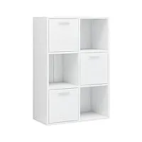 vidaxl armoire de rangement bibliothèque etagères à livres meuble à livres meuble de rangement stockage salon maison blanc brillant 60x29,5x90 cm aggloméré