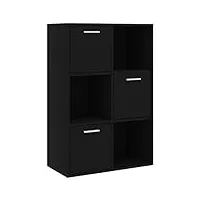 vidaxl armoire de rangement bibliothèque etagères à livres meuble à livres meuble de rangement stockage salon maison noir 60x29,5x90 cm aggloméré