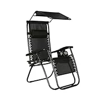 springos chaise longue avec pare- soleil chaise de plage avec accoudoirs 62 x 110 cm