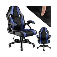 tectake® chaise gaming chaise de bureau fauteuil de bureau siège gaming fauteuil pivotant design à 360°, chaise ergonomique, fauteuil avec accoudoirs, roulette, hauteur réglable, teletravail