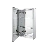 armoire à pharmacie en aluminium avec porte miroir double face sans cadre 38,1 x 61 cm montage encastré ou en surface