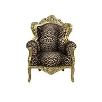 arterameeferro fauteuil baroque de luxe en bois doré, tissu léopard.