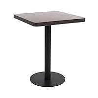 vidaxl table de bistro table de café table de bar table de salle à manger dîner repas restaurant maison intérieur marron foncé 60x60 cm mdf