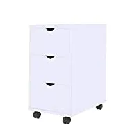 festnight meubles de rangement | caisson de bureau mobile | meuble à tiroirs 33 x 45 x 60 cm blanc