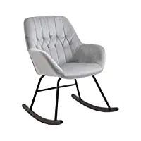 homcom fauteuil à bascule grand confort accoudoirs assise dossier garnissage mousse haute densité velours gris clair