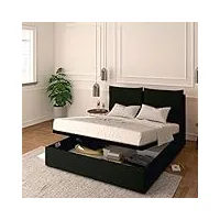 baldiflex lit double avec coffre modèle licia en similicuir, sommier à lattes, pour matelas double 160 x 190 cm, tête de lit finement rembourrée