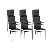 lot de 6 chaises de salle à manger style contemporain pour notre salle à manger, cuisine, salle de réunion (noir blanc,6)