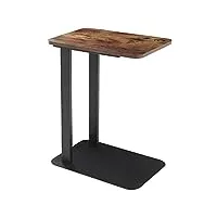 acaza table d'appoint de style industriel, petite desserte bout de canapé, pour salon, chambre, couloir, bureau, petit espace, métal, rétro, brun/noir