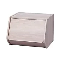 iris ohyama, Étagère, boîte de rangement en bois, meuble d'appoint, 1 porte rabattable, polyvalent, empilable, solide, bureau, chambre, salon - stack box stb-400d - marron clair