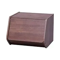 iris ohyama, Étagère, boîte de rangement en bois, meuble d'appoint, 1 porte rabattable, polyvalent, empilable, solide, bureau, chambre, salon - stack box stb-400d - marron