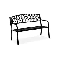 relaxdays banc de jardin, 2 sièges, solide, design rustique, confortable, métal, h x l x p : 87 x 127 x 60 cm, noir, acier, fonte, 1 élément