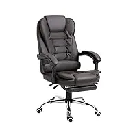homcom fauteuil de bureau fauteuil manager grand confort dossier inclinable roulettes p.u 64,5 x 69 x 117 cm café