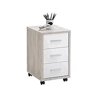 fmd furniture caisson de bureau, bois d'ingénierie, chêne sable/blanc brillant, ca. 35 x 53,6 x 42 cm