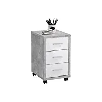 fmd furniture caisson de bureau, bois d'ingénierie, béton la/blanc brillant, ca. 35 x 53,6 x 42 cm