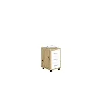 fmd furniture caisson de bureau, bois d'ingénierie, chêne artisan/blanc brillant, ca. 35 x 53,6 x 42 cm