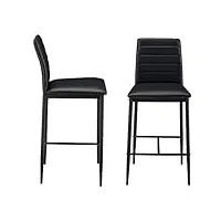 lot de 2 tabourets de bar chaises rembourrées pu similicuir avec pieds en acier et hauteur d'assise 66 cm noir