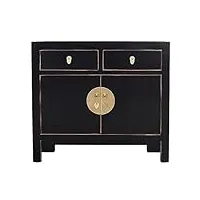 fine asianliving armoire chinoise onyx noire - orientique collection l90xp40xh80cm armoire chinoise meubles chinois mobilier oriental asiatique mandarin pekin