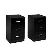 costway caisson de bureau avec 3 tiroirs pour feuilles a4, lettre,dossiers et documents, meuble de rangement, 37 x 34 x 66,5 cm (noir, lot de 2)