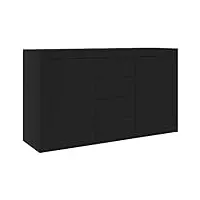vidaxl buffet armoire latérale armoire de rangement meuble de rangement avec 2 portes et 4 tiroirs maison intérieur noir 120x36x69 cm cm aggloméré