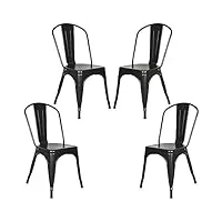 lot de 4 chaises industriel chaises salle manger metal tabouret cuisine jardin balcon (noir)