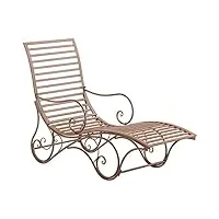 clp chaise longue de jardin amiens en fer forgée i bain de soleil en métal pour intérieur et extérieur i transat de balcon et terrasse, couleur:marron antique