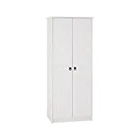 idimex armoire residencia pin massif, penderie pour vêtements style mexicain avec 2 portes battantes, lasuré blanc