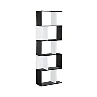 homcom bibliothèque étagère meuble de rangement design contemporain en s 5 étagères 60l x 24l x 185h cm noir blanc