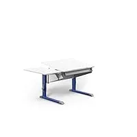 moll bandit cp side top bureau pour enfant en bois blanc/bleu 86 cm × 67,5 cm × 53-82 cm