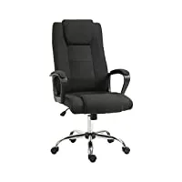 homcom fauteuil de bureau à roulettes chaise manager ergonomique pivotante hauteur réglable lin noir