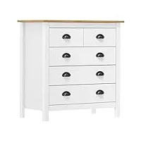 vidaxl buffet commode meuble de rangement avec 5 tiroirs armoire latérale armoire de rangement intérieur blanc 79x40x80 cm bois de pin solide