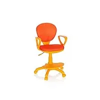 hjh office 671008 chaise de bureau pour enfant kid colour tissu orange fauteuil pivotant avec repose-pieds et assise réglable en hauteur, ergonomique