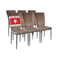 albatros chaises de salle à manger modena, lot de 6, marron, testées sgs