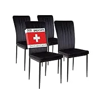 albatros chaises de salle à manger modena, lot de 4, noires, testées sgs