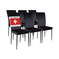 albatros chaises de salle à manger modena, lot de 6, noires, testées sgs