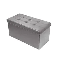 brian & dany pouf coffre de rangement boîte tabouret pliant banc pouf de pliable, simili cuir, 76 x 38 x 38 cm, gris