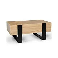 idmarket - table basse phoenix avec tiroirs 100 cm bois et noir