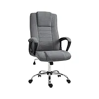 homcom fauteuil de bureau à roulettes chaise manager ergonomique pivotante hauteur réglable lin gris foncé