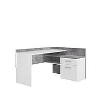 meubletmoi bureau d'angle blanc et décor béton gris avec rangements - design contemporain - alvin