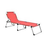 vidaxl chaise longue pliable extra haute pour seniors transat de jardin bain de soleil de patio terrasse balcon plage extérieur rouge aluminium