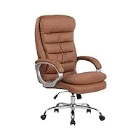 fauteuil de bureau réglable en hauteur xxl vancouver similicuir i chaise de bureau à roulette rembourrée confortable avec accoudoirs i coul, couleur:brun clair