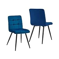 hnnhome® – lot de 2 chaises de capitonnée cubana avec pieds en acier solide, noir