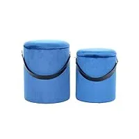paris prix - lot de 2 poufs & coffres de rangement arabella 44cm bleu