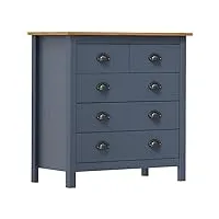 vidaxl buffet commode armoire latérale meuble de rangement avec 5 tiroirs armoire de rangement maison intérieur gris 79x40x80 cm bois de pin solide