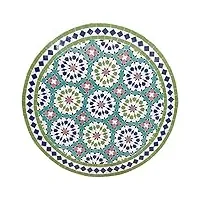 casa moro | table de jardin méditerranéenne en mosaïque de style marocain Ø 80 cm chapeau d'anka vert rond avec armature h 73 cm artisanat en marrakech | mt2231