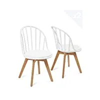kayelles lot de 2 chaises scandinave bistrot à barreaux avec coussin bold (blanc)