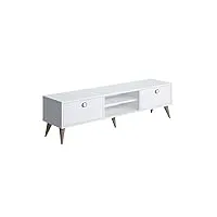 marque amazon - movian vera meuble tv bas avec rangement, 152 x 35 x 40 cm, grande, blanc