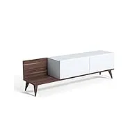 marque amazon - movian soho meuble tv bas avec rangement, large, 152 x 35 x 43 cm, white-walnut