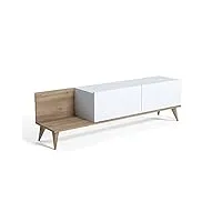 marque amazon - movian soho meuble tv bas avec rangement, 152 x 35 x 43 cm, large, blanc-chêne